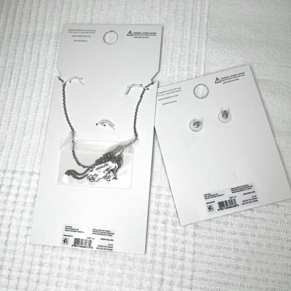 Jessica Simpson Faux Turquoise Stone Cross Necklace and Earrings Set - Picture 8 of 9